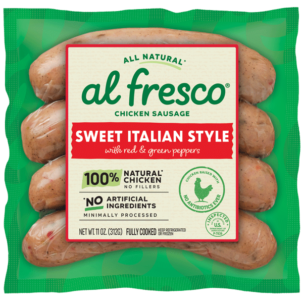 11 ounce package of Al Fresco Sweet Italian Chicken Dinner Sausage