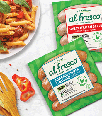 Rebranded Al Fresco packs on tabletop