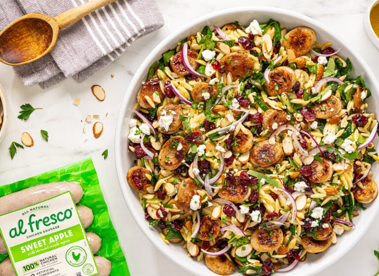 Spinach & Orzo Salad with Sweet Apple Chicken Sausage - Al Fresco