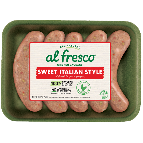 13 ounce package of Al Fresco Sweet Italian Style Uncooked Chicken Dinner Sausage