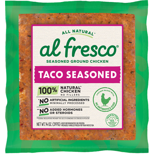 14 ounce package of Al Fresco Taco Seasoned Ground Chicken