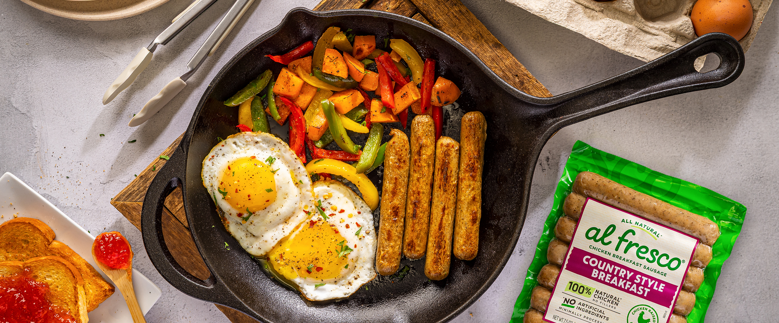Delicious breakfast skillet featuring Al Fresco Chicken Breakfast Sausage
