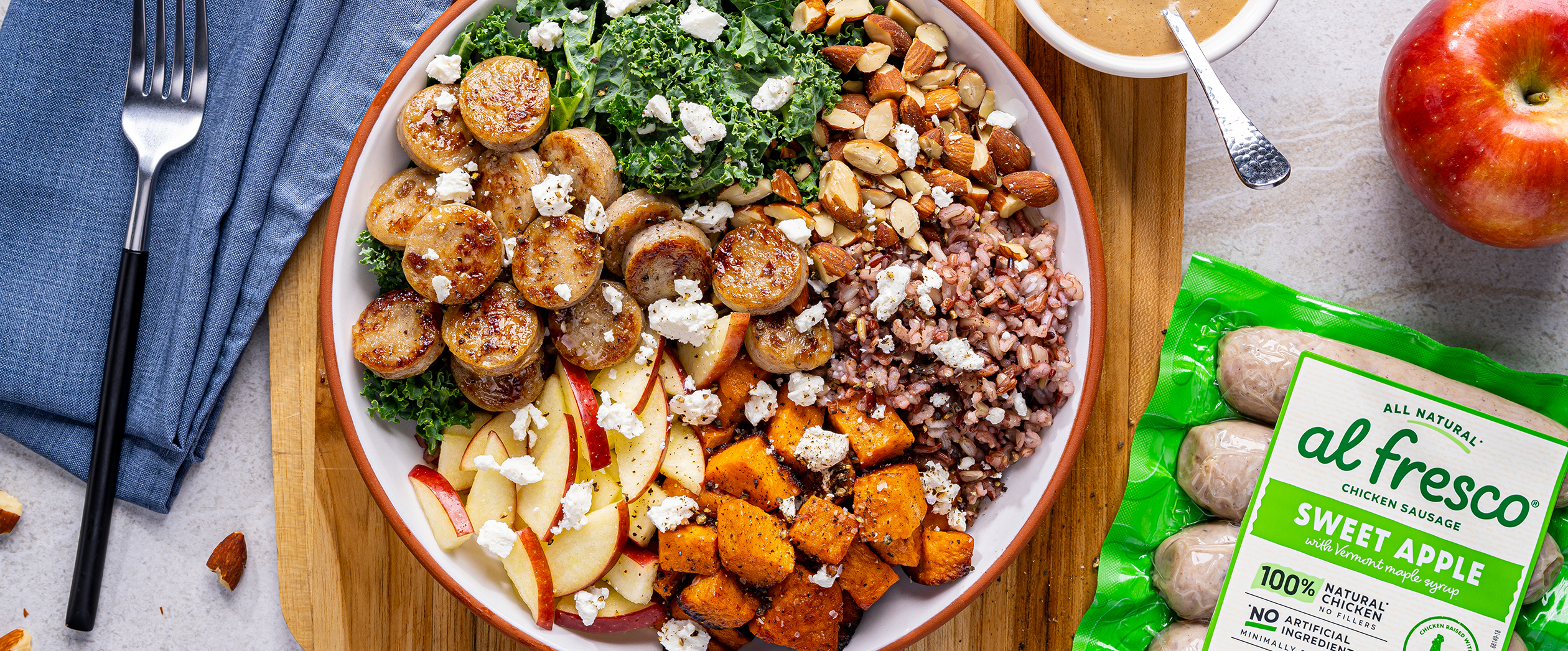Sweet Apple Harvest Bowl featuring Al Fresco Chicken Sausage