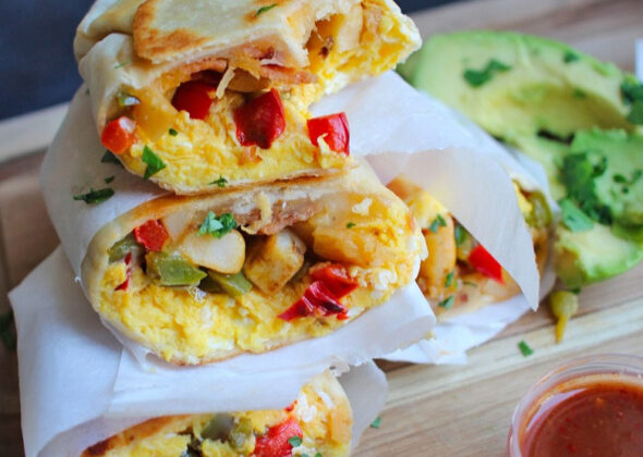 Hashbrown chicken sausage breakfast burrito